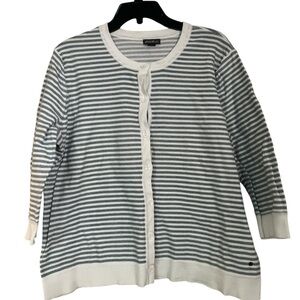 Eddie Bauer Women's Striped Cardigan - Gray and White